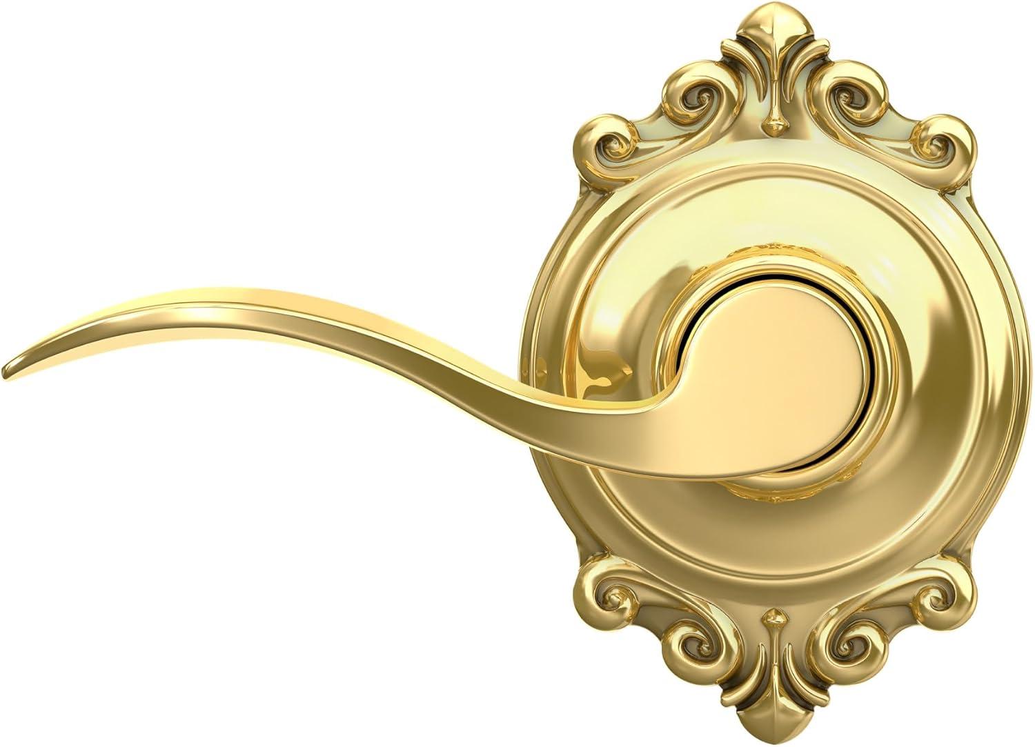 image:imageSCHLAGE Accent Lever with Brookshire Trim Hall and Closet Lock in Bright Brass