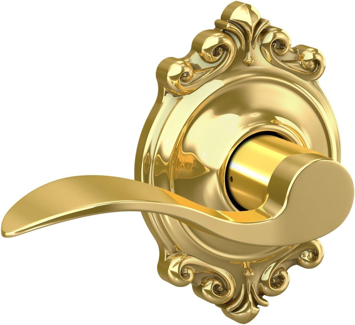image:imageSCHLAGE Accent Lever with Brookshire Trim Hall and Closet Lock in Bright Brass