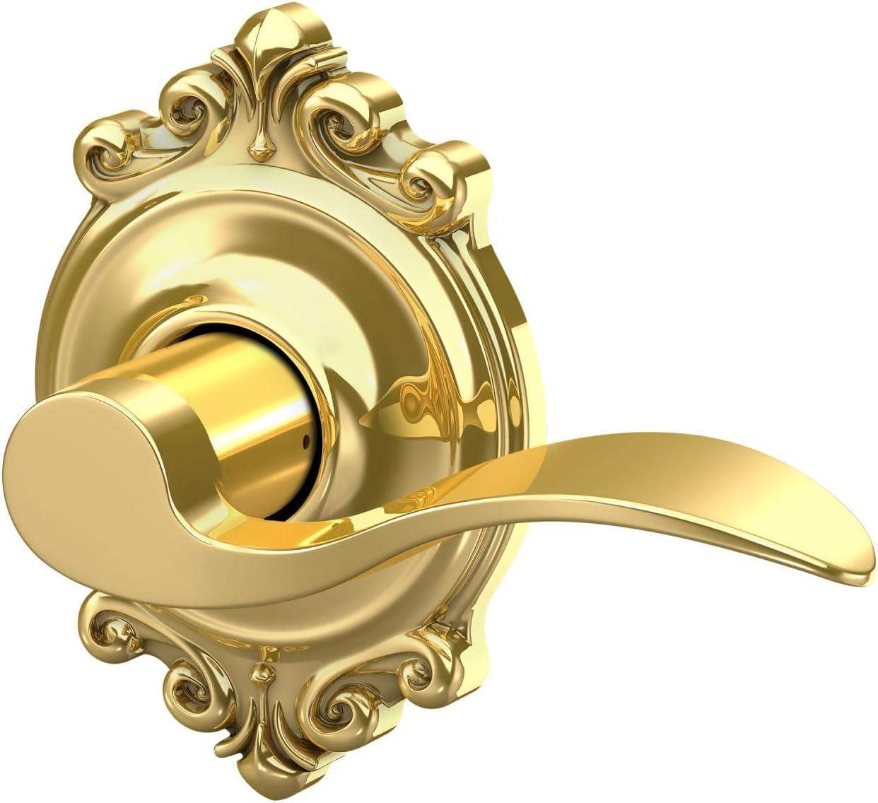 image:imageSCHLAGE Accent Lever with Brookshire Trim Hall and Closet Lock in Bright Brass