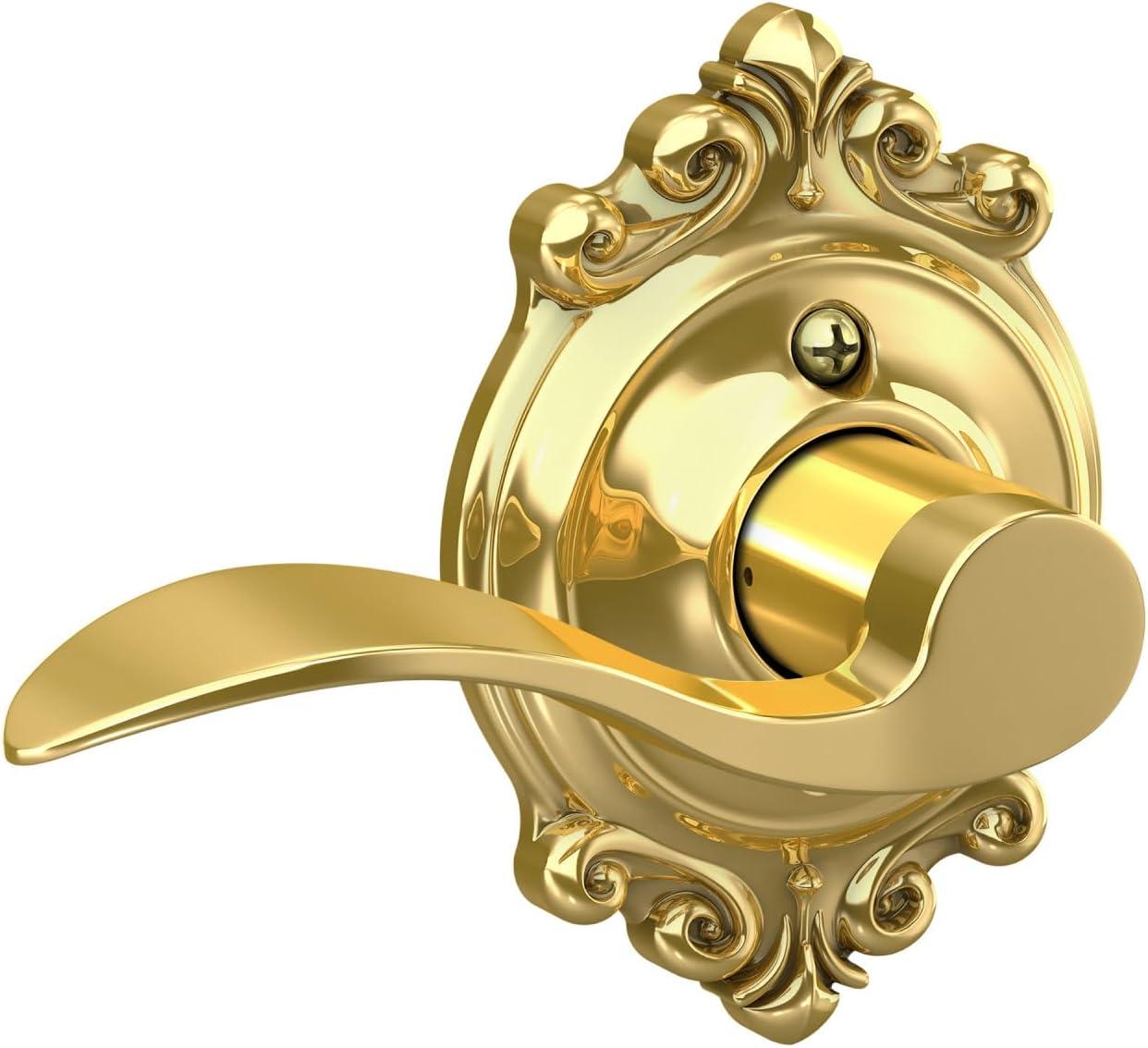 image:imageSCHLAGE Accent Lever with Brookshire Trim Hall and Closet Lock in Bright Brass