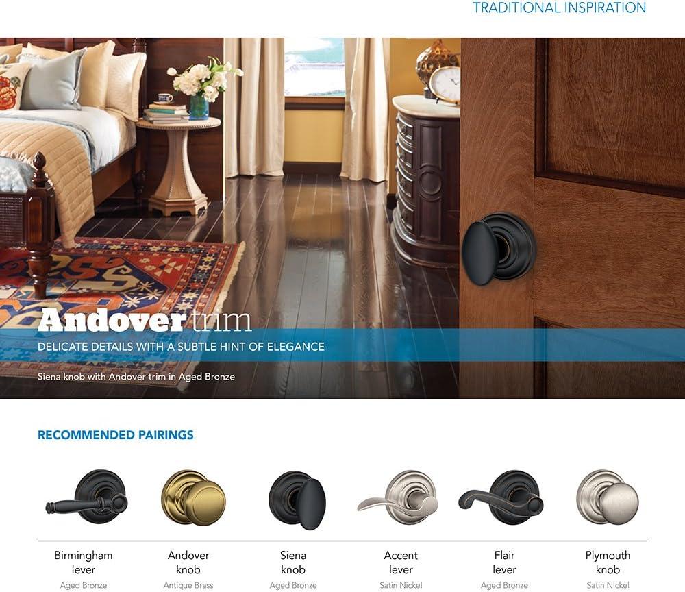 image:imageSCHLAGE Andover Passage Knob Andover Rose Satin Nickel 28 x 28 x 24 inches FA10AND619F10AND619ANDSatin Nickel