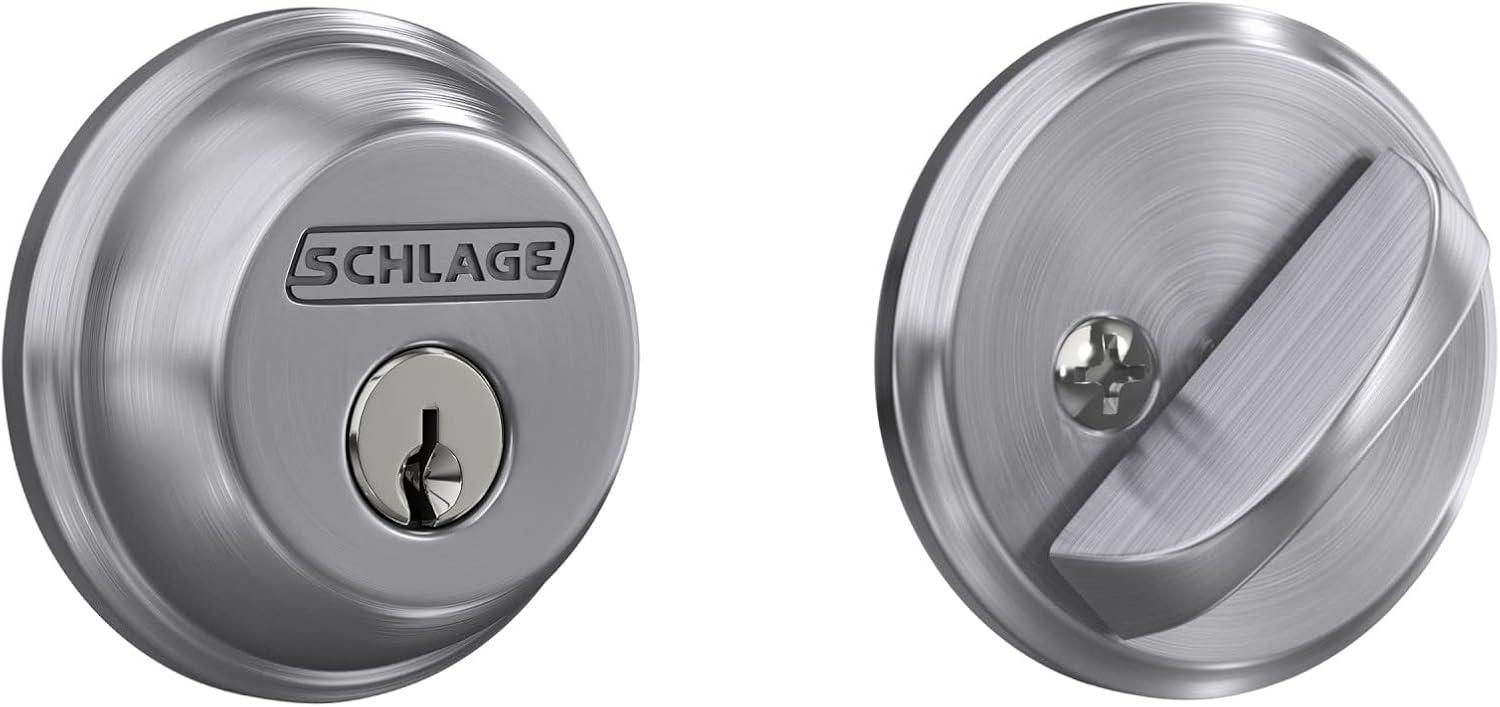 image:imageSCHLAGE B62N622 Deadbolt Keyed 2 Sides Matte BlackSatin Chrome
