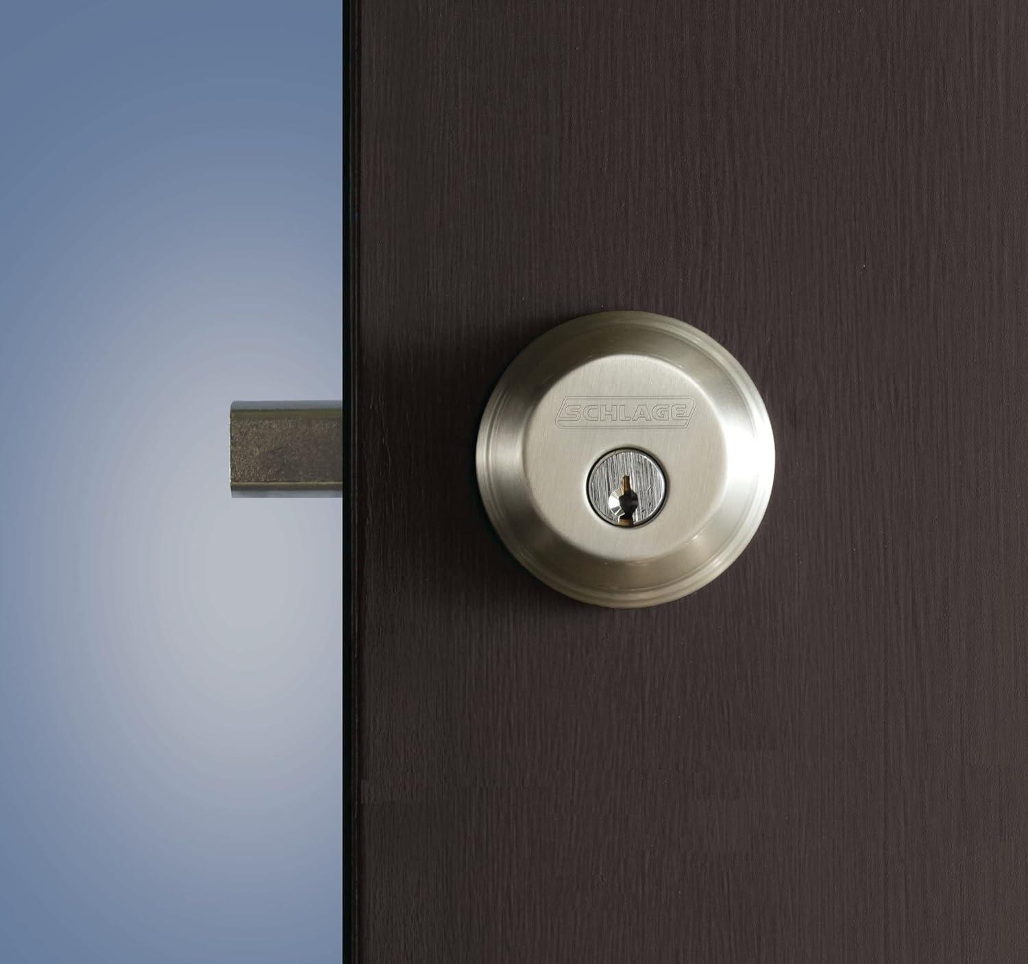 image:imageSCHLAGE B62N622 Deadbolt Keyed 2 Sides Matte BlackSatin Chrome