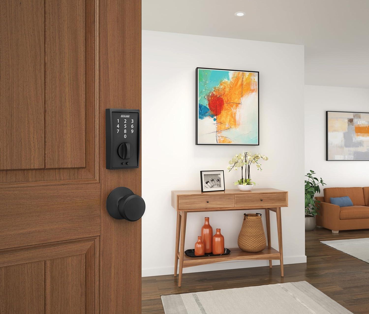 image:imageSCHLAGE BE375 CEN 622 Touch Keyless Touchscreen Electronic Deadbolt Lock Matte Black