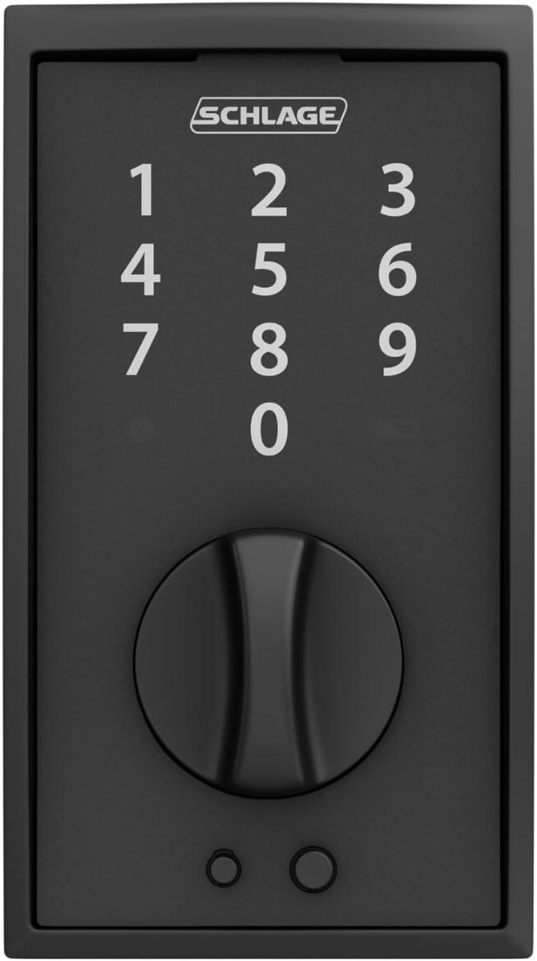 image:imageSCHLAGE BE375 CEN 622 Touch Keyless Touchscreen Electronic Deadbolt Lock Matte Black