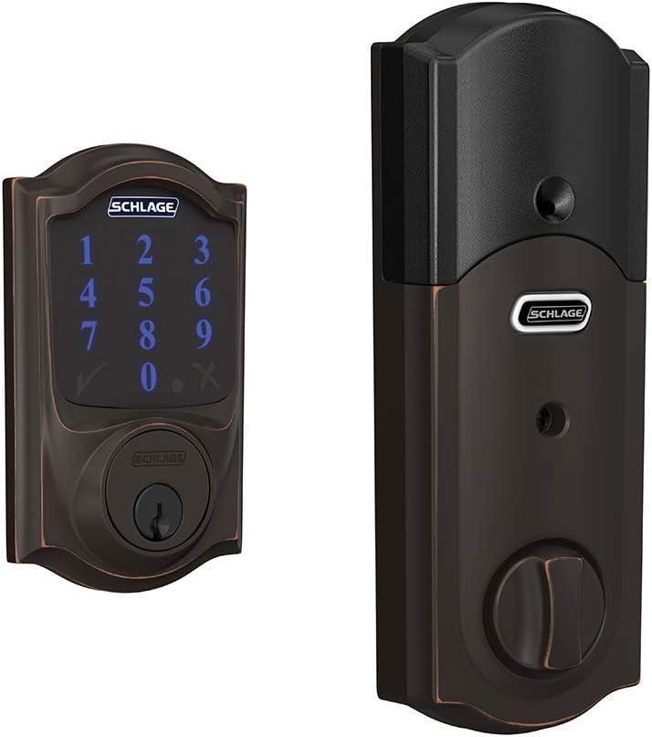 image:imageSCHLAGE BE469ZP CAM 619 Connect Smart Deadbolt with alarm with Camelot Trim in Satin Nickel ZWave Plus enabledAged Bronze