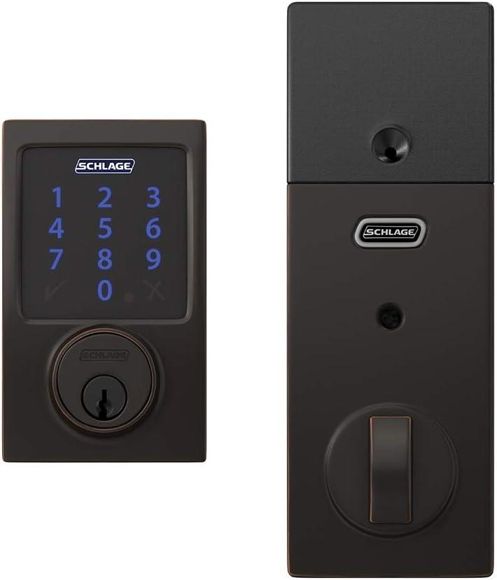 image:imageSCHLAGE BE469ZP CAM 619 Connect Smart Deadbolt with alarm with Camelot Trim in Satin Nickel ZWave Plus enabledAged Bronze