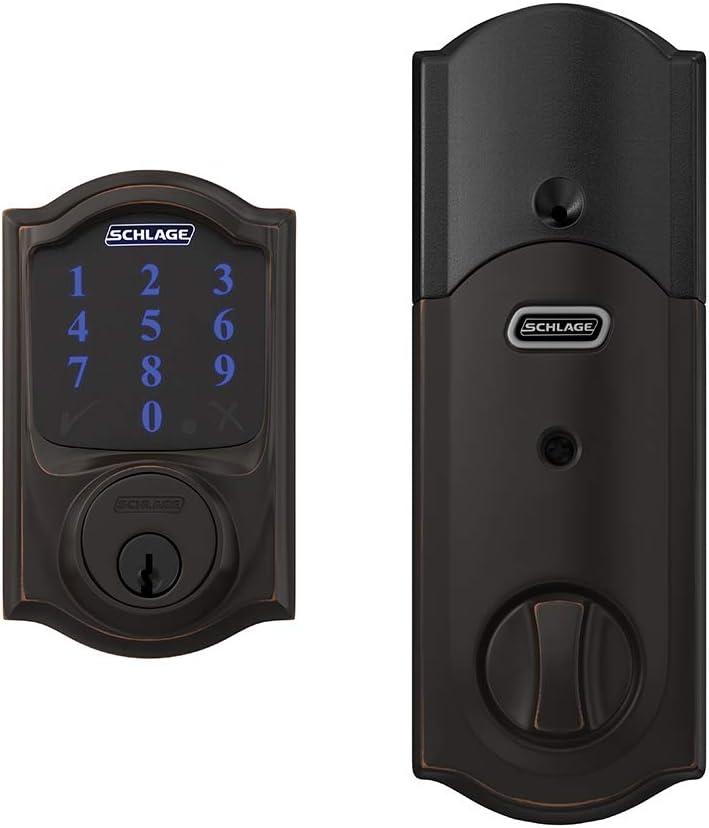image:imageSCHLAGE BE469ZP CAM 619 Connect Smart Deadbolt with alarm with Camelot Trim in Satin Nickel ZWave Plus enabledAged Bronze