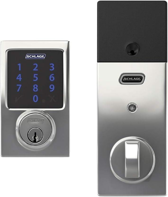 image:imageSCHLAGE BE469ZP CAM 622 Connect Smart Deadbolt with alarm with Camelot Trim in Matte Black ZWave Plus enabledBright Chrome