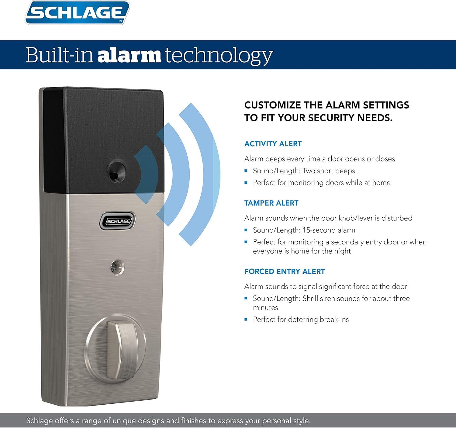 image:imageSCHLAGE BE469ZP CAM 622 Connect Smart Deadbolt with alarm with Camelot Trim in Matte Black ZWave Plus enabledMatte Black