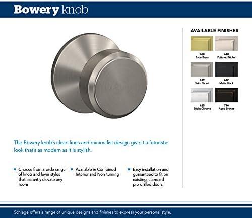 image:imageSCHLAGE Custom FC21 BWE 608 COL Bowery Knob with Collins Trim HallCloset and BedBath Lock Satin Brass