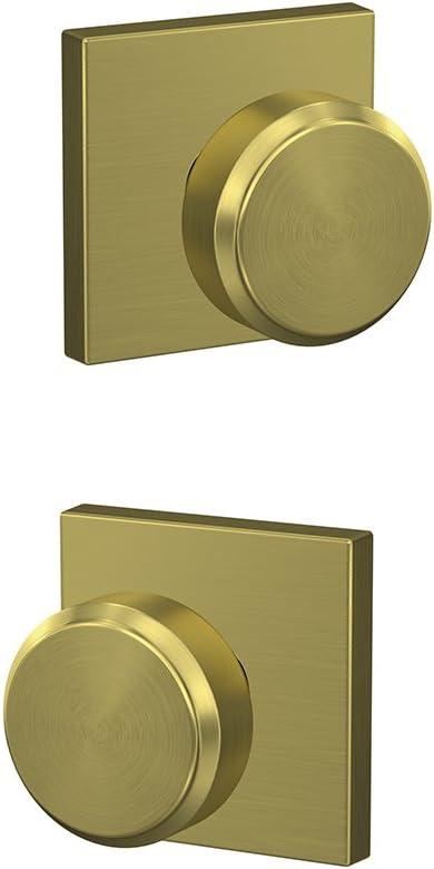 image:imageSCHLAGE Custom FC21 BWE 608 COL Bowery Knob with Collins Trim HallCloset and BedBath Lock Satin Brass