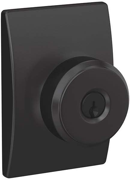 image:imageSCHLAGE F51A BWE 622 CEN Bowery Knob with Century Trim Keyed Entry Lock Matte Black