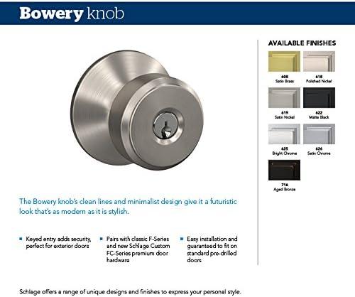 image:imageSCHLAGE F51A BWE 622 CEN Bowery Knob with Century Trim Keyed Entry Lock Matte Black