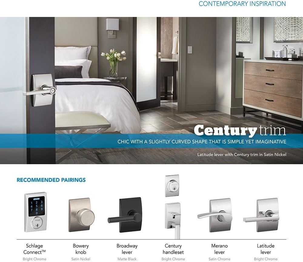 image:imageSCHLAGE F51A BWE 622 CEN Bowery Knob with Century Trim Keyed Entry Lock Matte Black