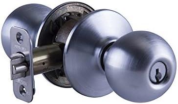 image:imageSCHLAGE F51A ORB 626 Orbit Knob Keyed Entry Lock Satin Chrome