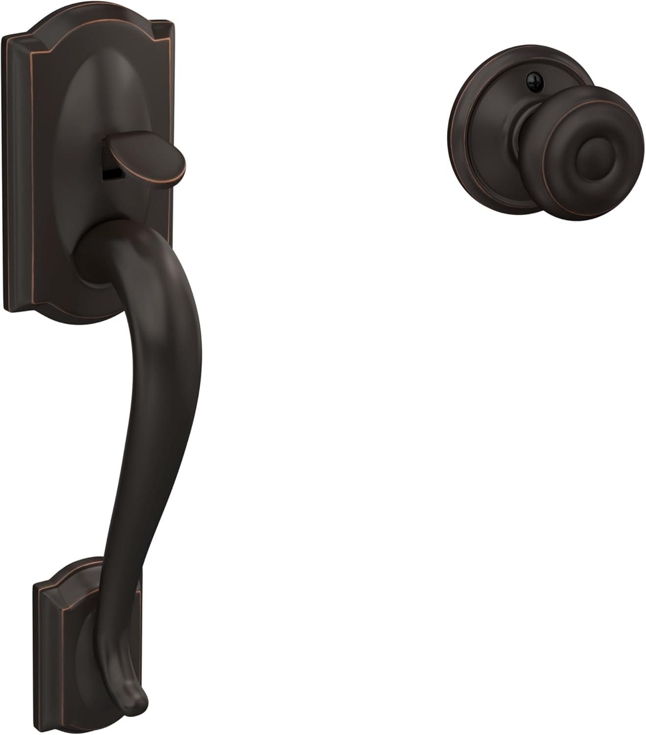 image:imageSCHLAGE FE285 622 Acc CAM LH Lower Half Handleset Camelot Interior Trim Matte BlackAged Bronze