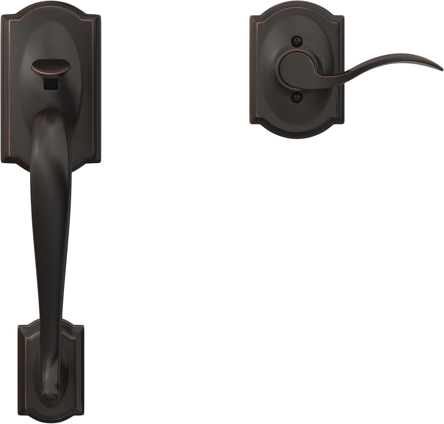 image:imageSCHLAGE FE285 622 Acc CAM LH Lower Half Handleset Camelot Interior Trim Matte BlackAged Bronze