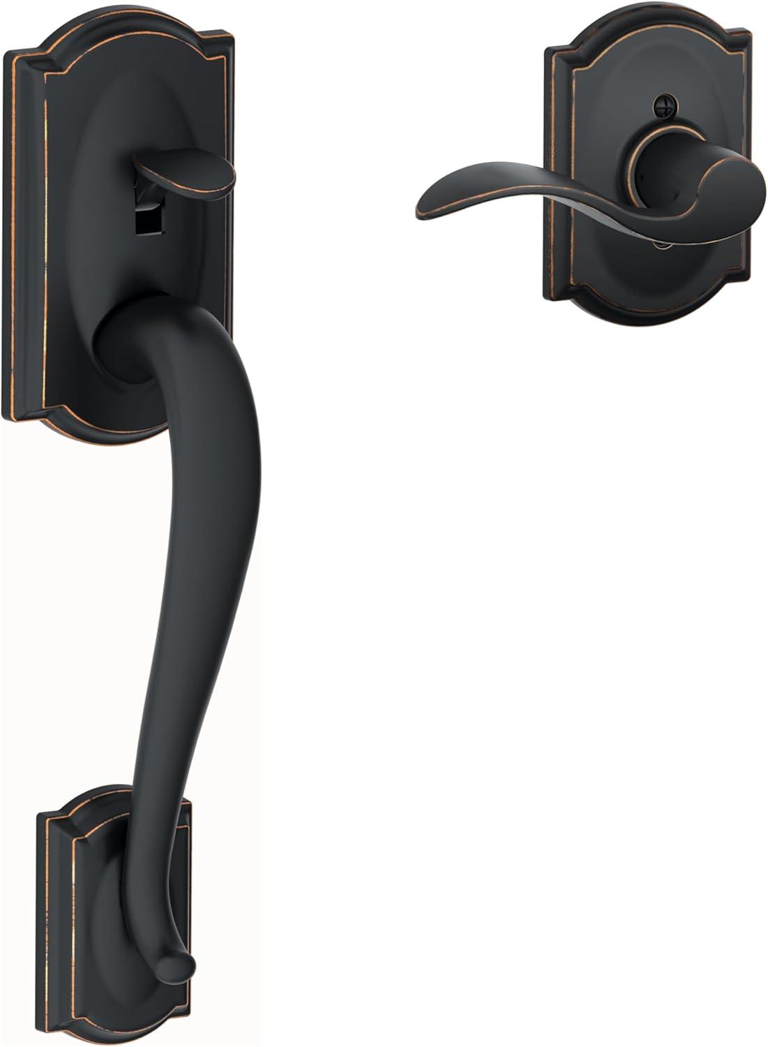 image:imageSCHLAGE FE285 622 Acc CAM LH Lower Half Handleset Camelot Interior Trim Matte BlackAged Bronze