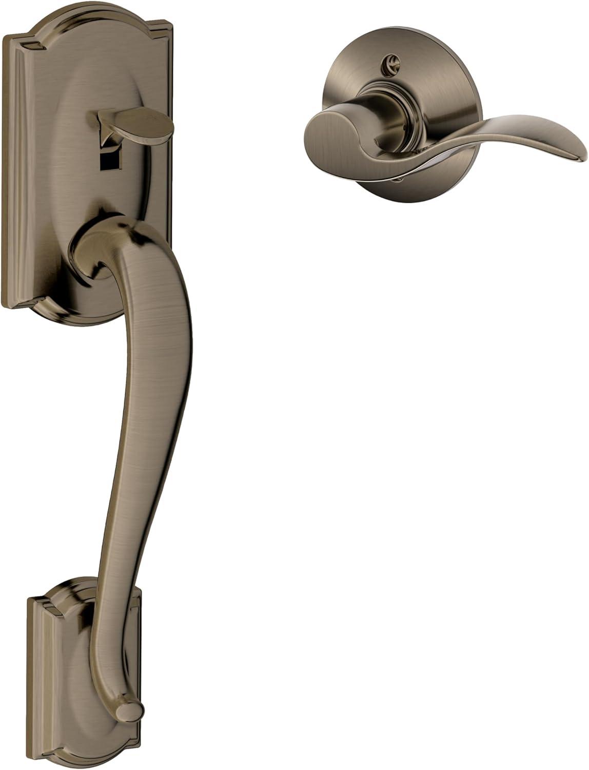 image:imageSCHLAGE FE285 622 Acc CAM LH Lower Half Handleset Camelot Interior Trim Matte BlackAntique Pewter