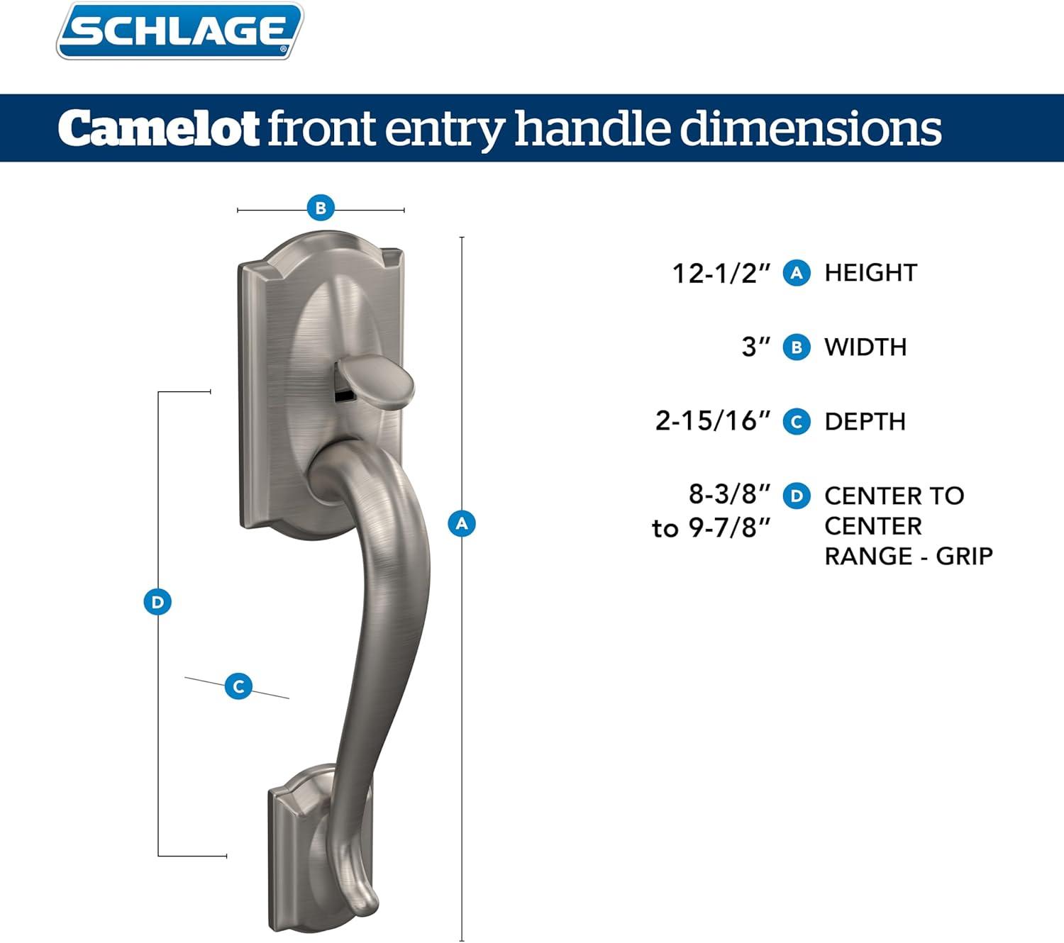image:imageSCHLAGE FE285 622 Acc CAM LH Lower Half Handleset Camelot Interior Trim Matte BlackMatte Black