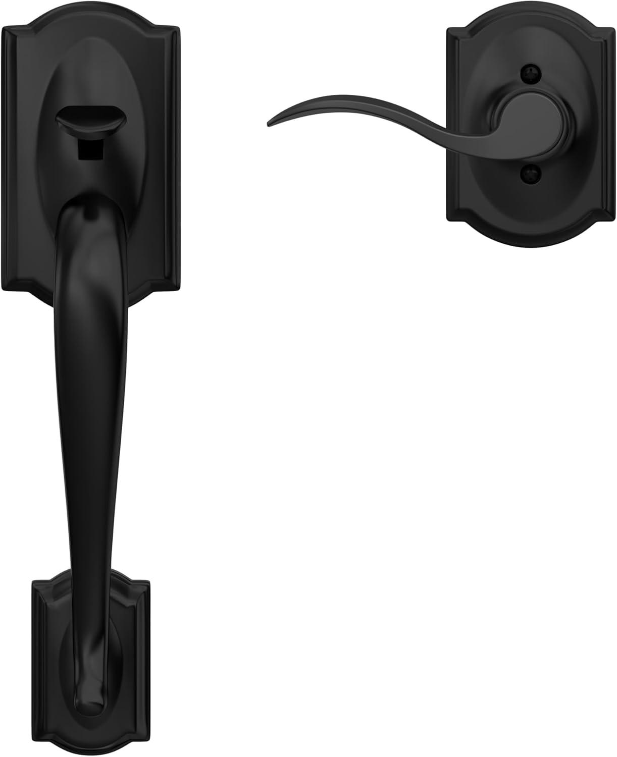 image:imageSCHLAGE FE285 CAM 622 Acc RH Camelot Trim Lower Half Front Entry Handleset with Accent Right Hand Lever Matte Black