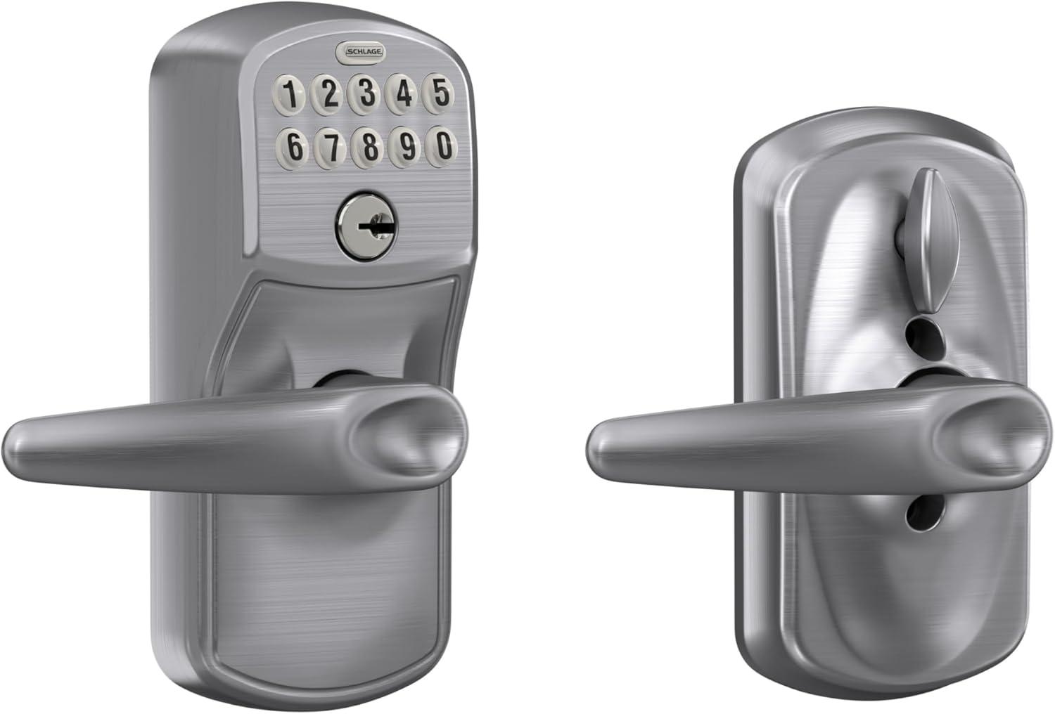 image:imageSCHLAGE FE595 CAM 619 ACC Camelot Keypad Entry with FlexLock and Accent Levers Satin NickelSatin Chrome