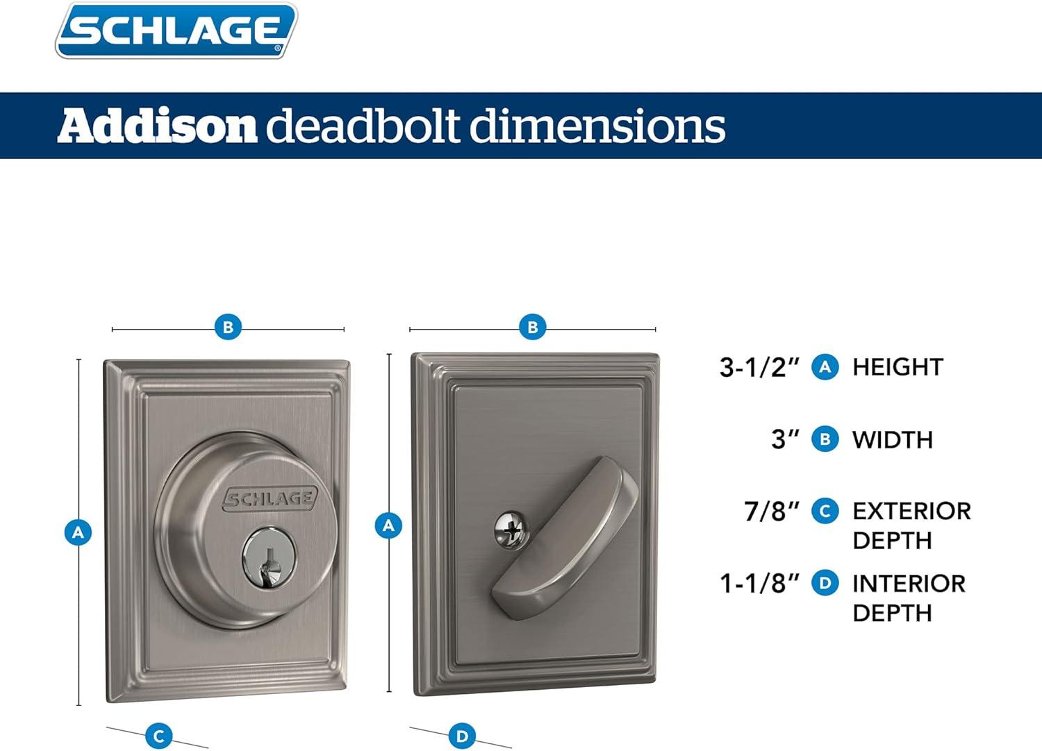 image:imageSCHLAGE Lock Company Single Cylinder Deadbolt with Addison Trim Bright Chrome B60 N ADD 625