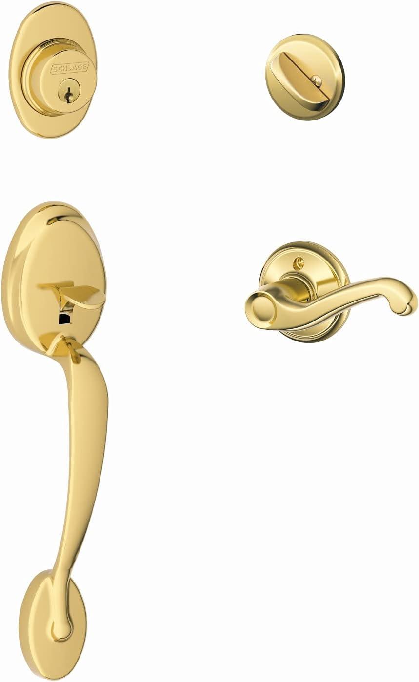 image:imageSCHLAGE Plymouth Single Cylinder Handleset and Left Hand Accent Lever Satin Nickel F60 PLY 619 Acc LHAntique Brass