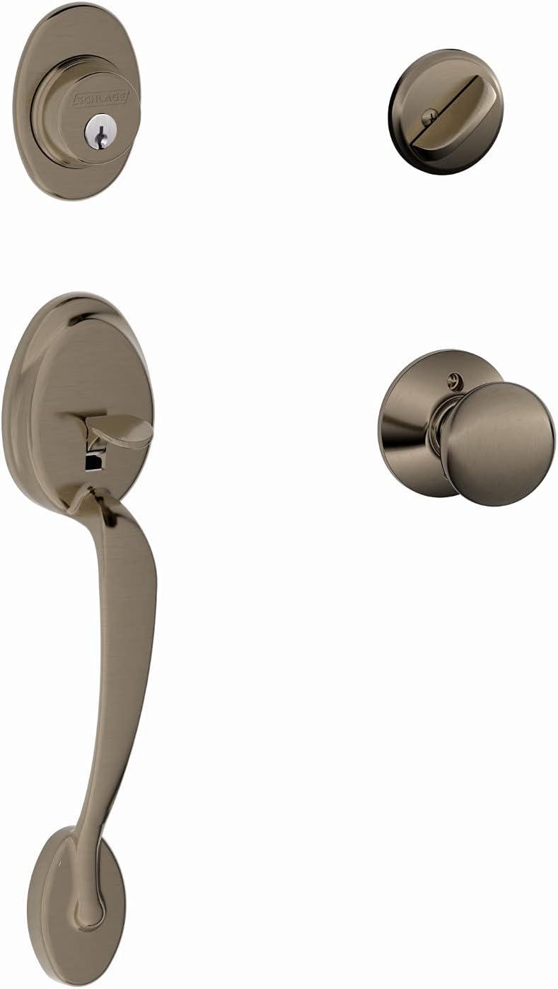 image:imageSCHLAGE Plymouth Single Cylinder Handleset and Left Hand Accent Lever Satin Nickel F60 PLY 619 Acc LHAntique Pewter