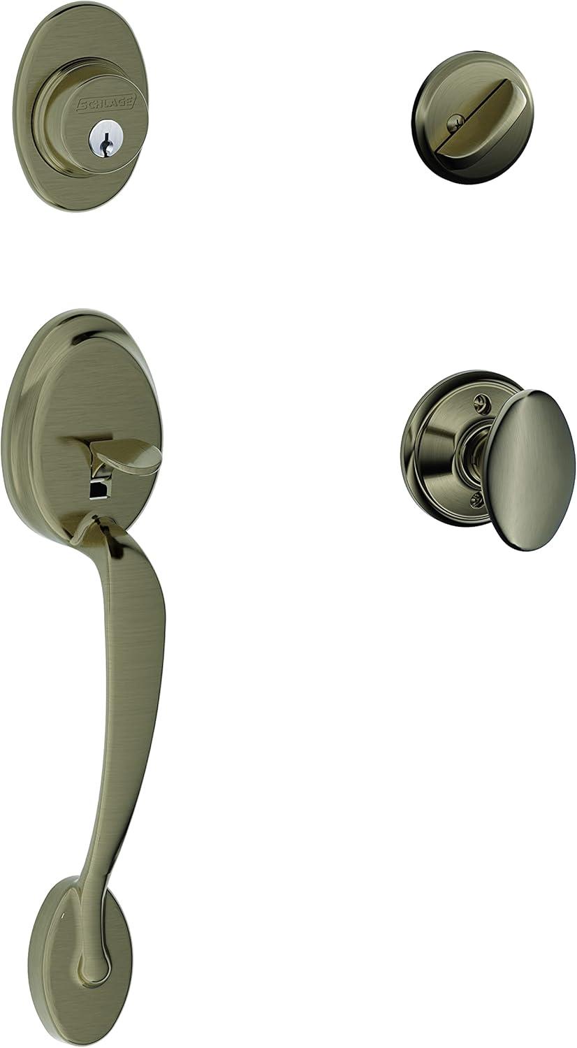 image:imageSCHLAGE Plymouth Single Cylinder Handleset and Left Hand Accent Lever Satin Nickel F60 PLY 619 Acc LHAntique Pewter