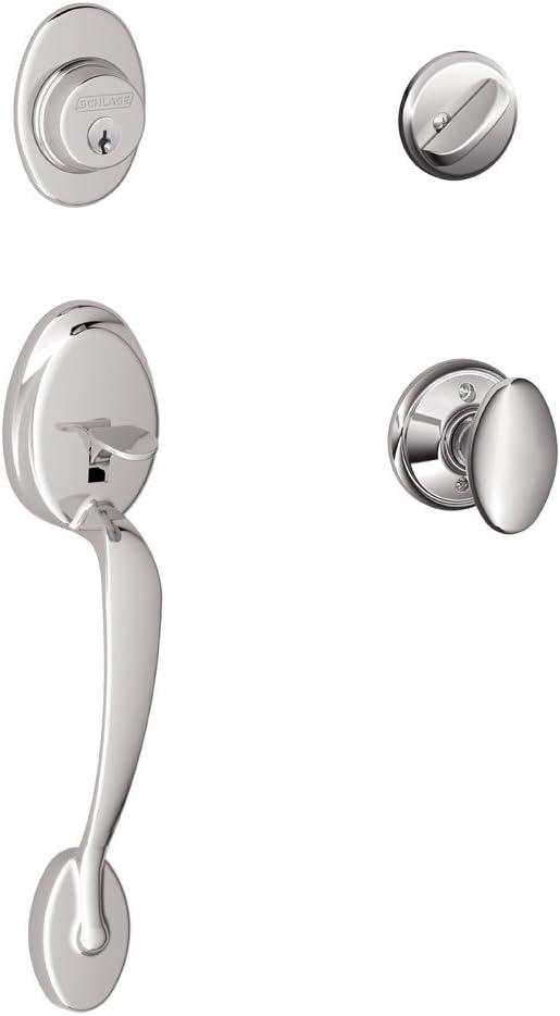 image:imageSCHLAGE Plymouth Single Cylinder Handleset and Left Hand Accent Lever Satin Nickel F60 PLY 619 Acc LHBright Chrome