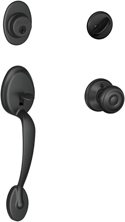 image:imageSCHLAGE Plymouth Single Cylinder Handleset and Left Hand Accent Lever Satin Nickel F60 PLY 619 Acc LHMatte Black