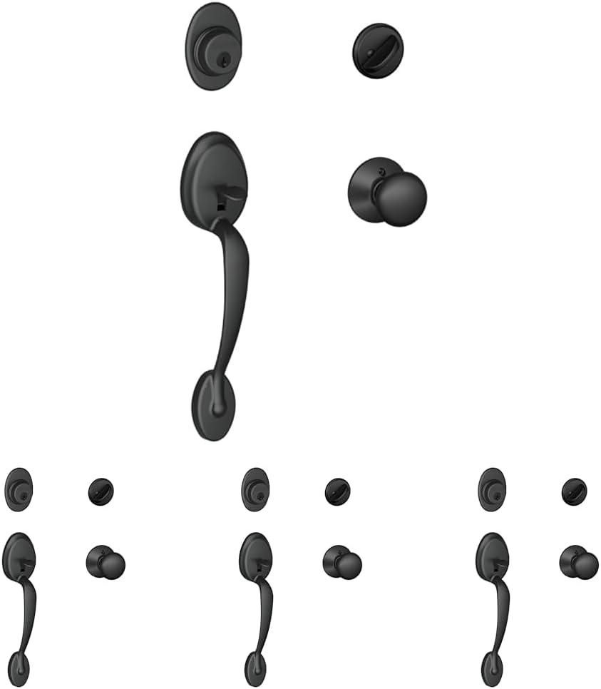 image:imageSCHLAGE Plymouth Single Cylinder Handleset and Left Hand Accent Lever Satin Nickel F60 PLY 619 Acc LHMatte Black