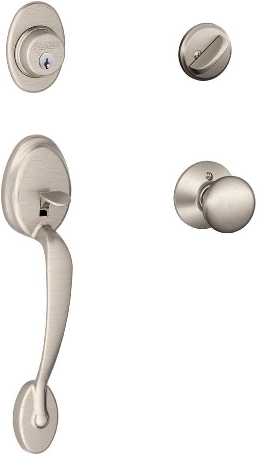 image:imageSCHLAGE Plymouth Single Cylinder Handleset and Left Hand Accent Lever Satin Nickel F60 PLY 619 Acc LHSatin Nickel