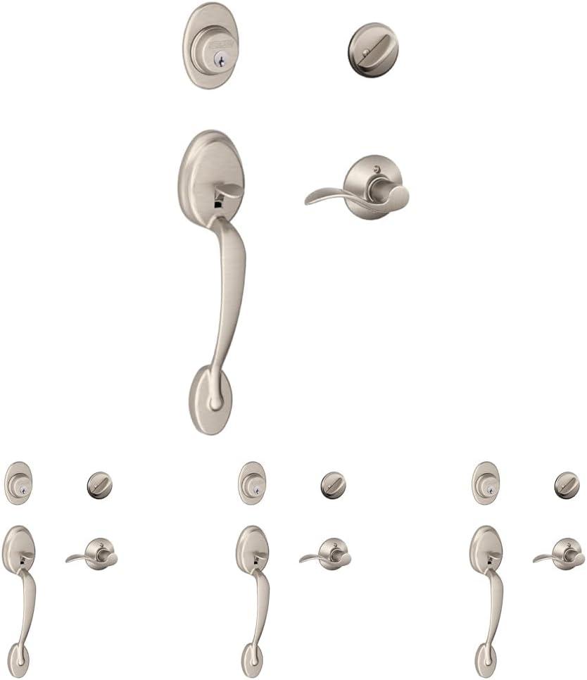 image:imageSCHLAGE Plymouth Single Cylinder Handleset and Left Hand Accent Lever Satin Nickel F60 PLY 619 Acc LHSatin Nickel