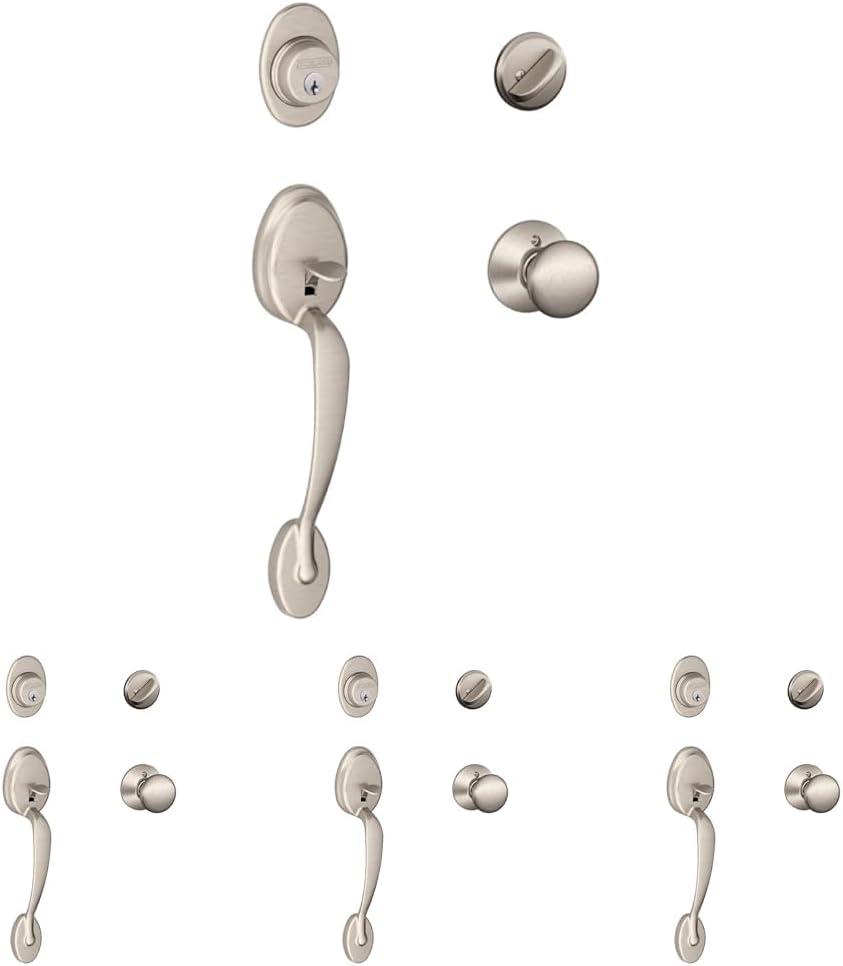 image:imageSCHLAGE Plymouth Single Cylinder Handleset and Left Hand Accent Lever Satin Nickel F60 PLY 619 Acc LHSatin Nickel