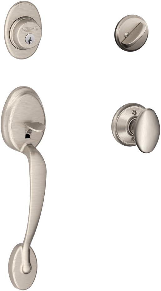 image:imageSCHLAGE Plymouth Single Cylinder Handleset and Left Hand Accent Lever Satin Nickel F60 PLY 619 Acc LHSatin Nickel