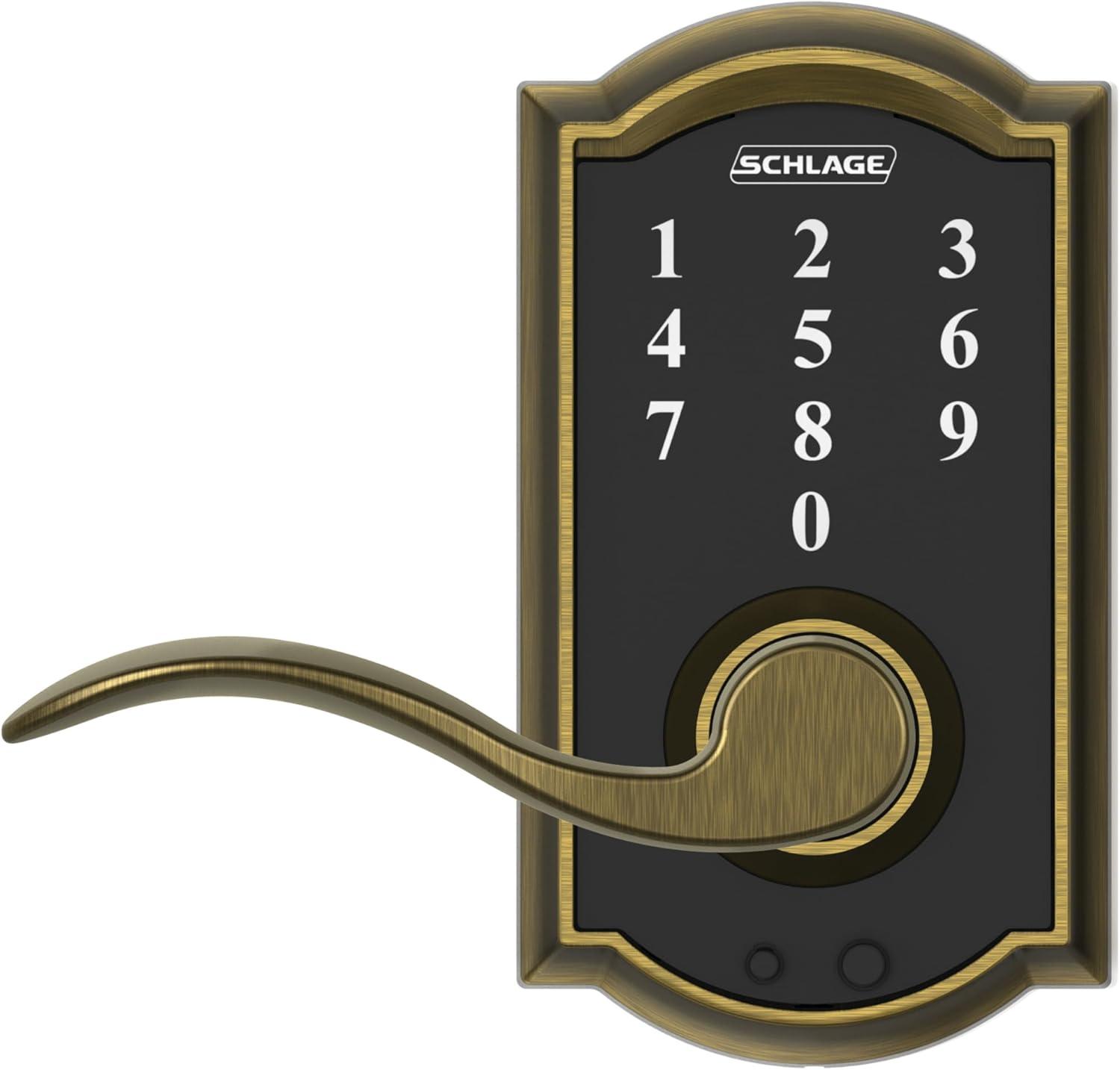 image:imageSCHLAGE Touch Camelot Lock with Accent Lever Antique Brass FE695 CAM 609 ACC