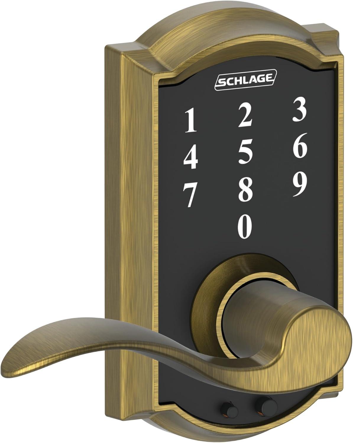 image:imageSCHLAGE Touch Camelot Lock with Accent Lever Antique Brass FE695 CAM 609 ACC