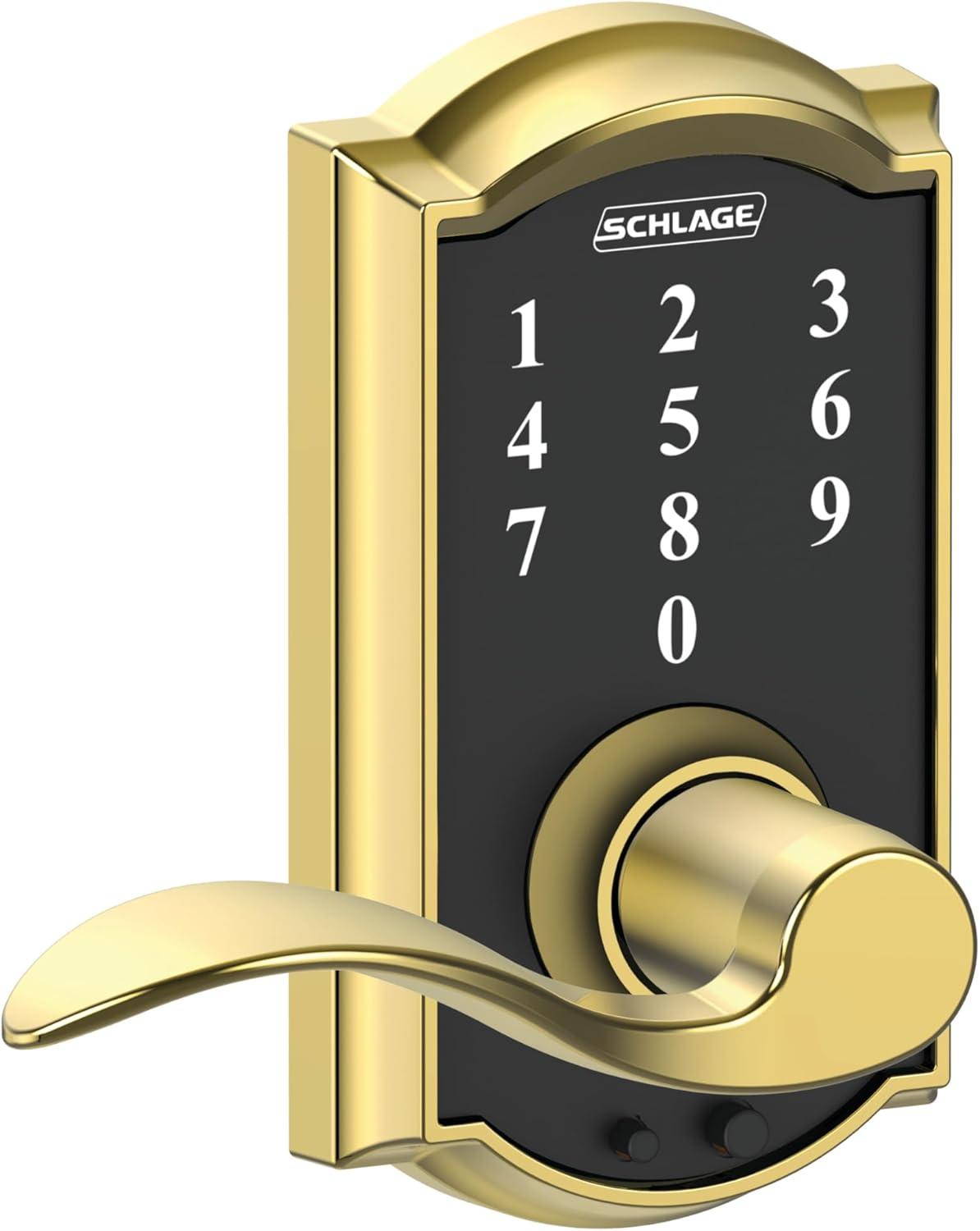 image:imageSCHLAGE Touch Camelot Lock with Accent Lever Bright Brass FE695 CAM 605 ACCPack of 1