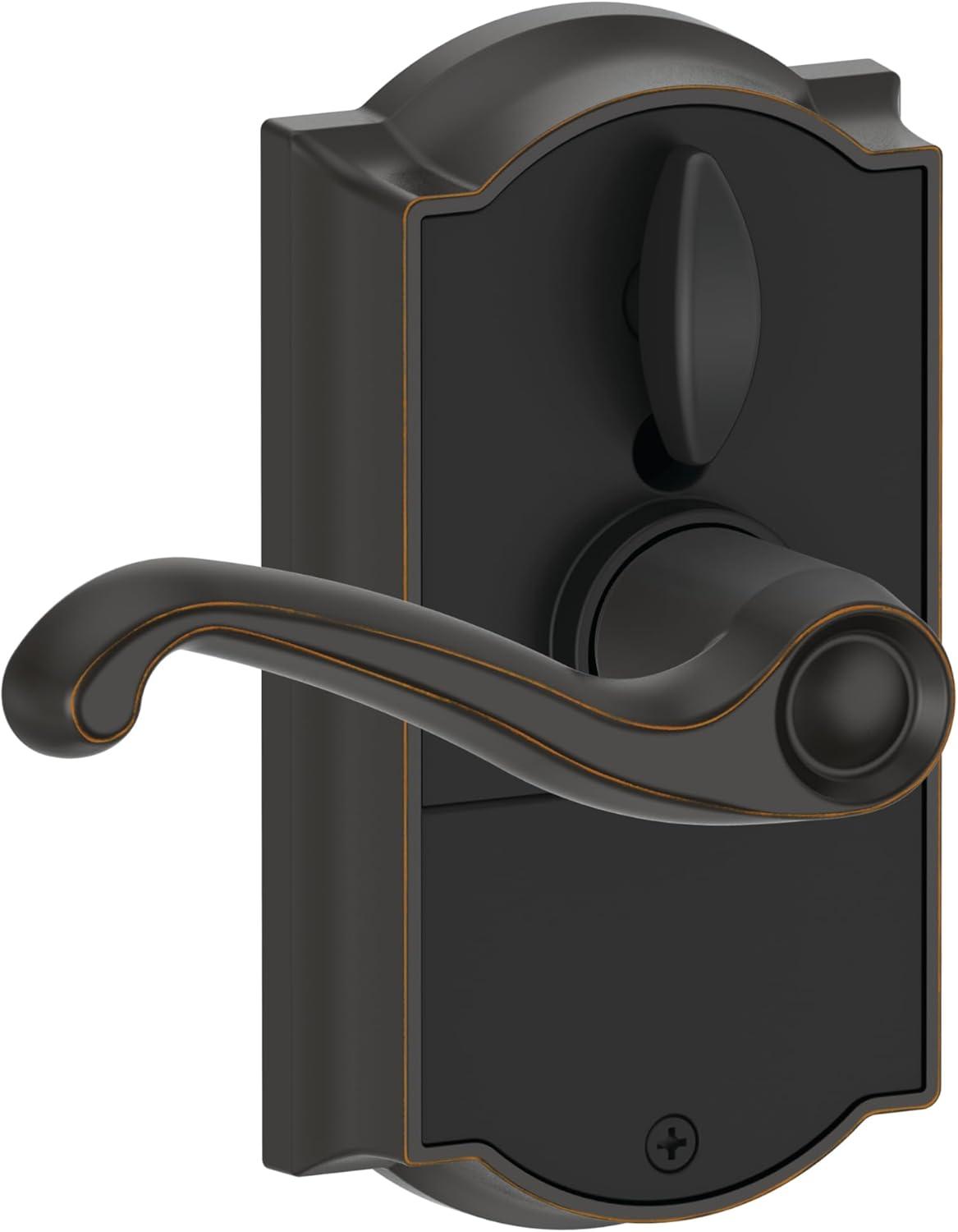 image:imageSCHLAGE Touch Camelot Lock with Flair Lever Aged Bronze FE695 CAM 716 FLA
