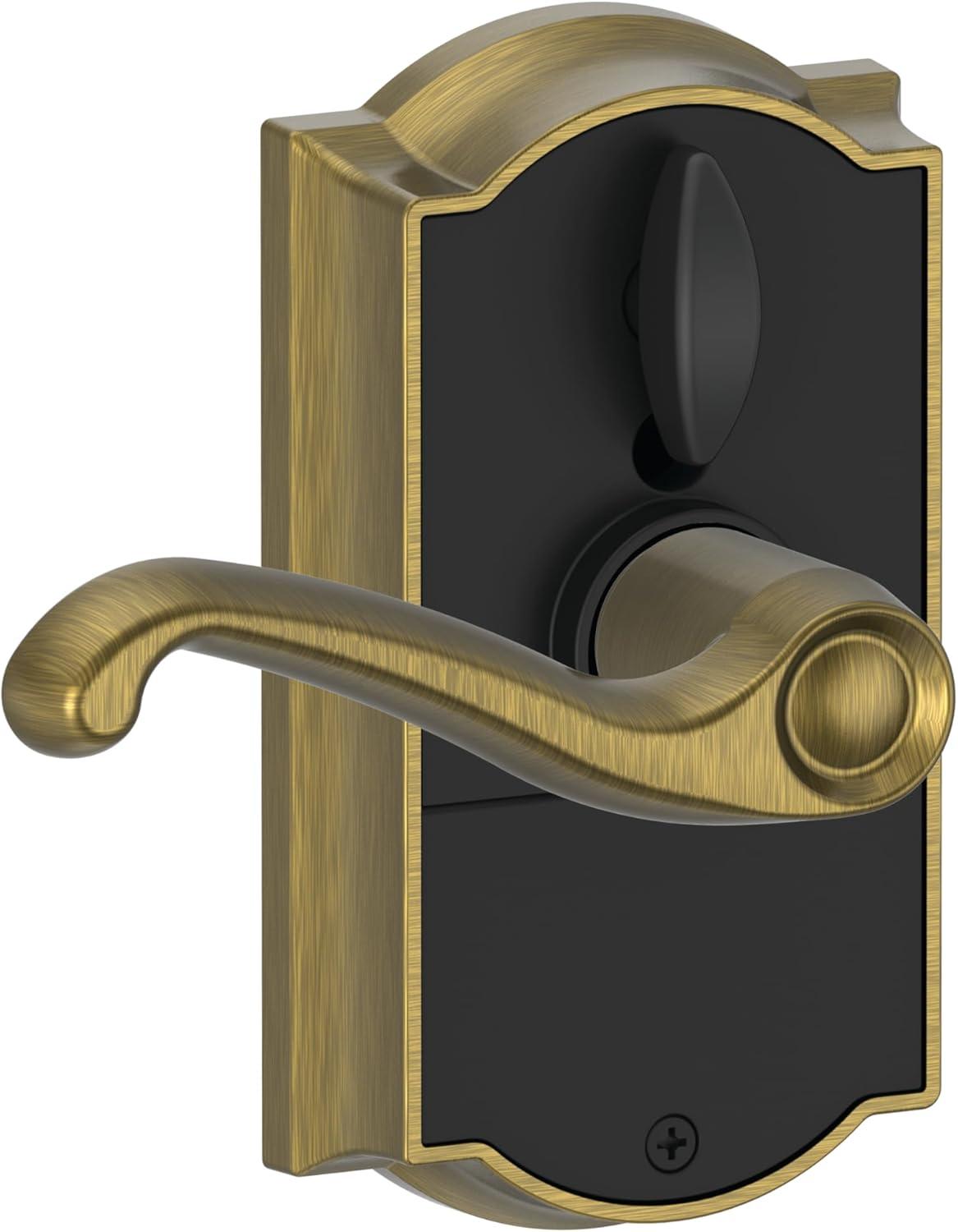 image:imageSCHLAGE Touch Camelot Lock with Flair Lever Antique Brass FE695 CAM 609 FLA