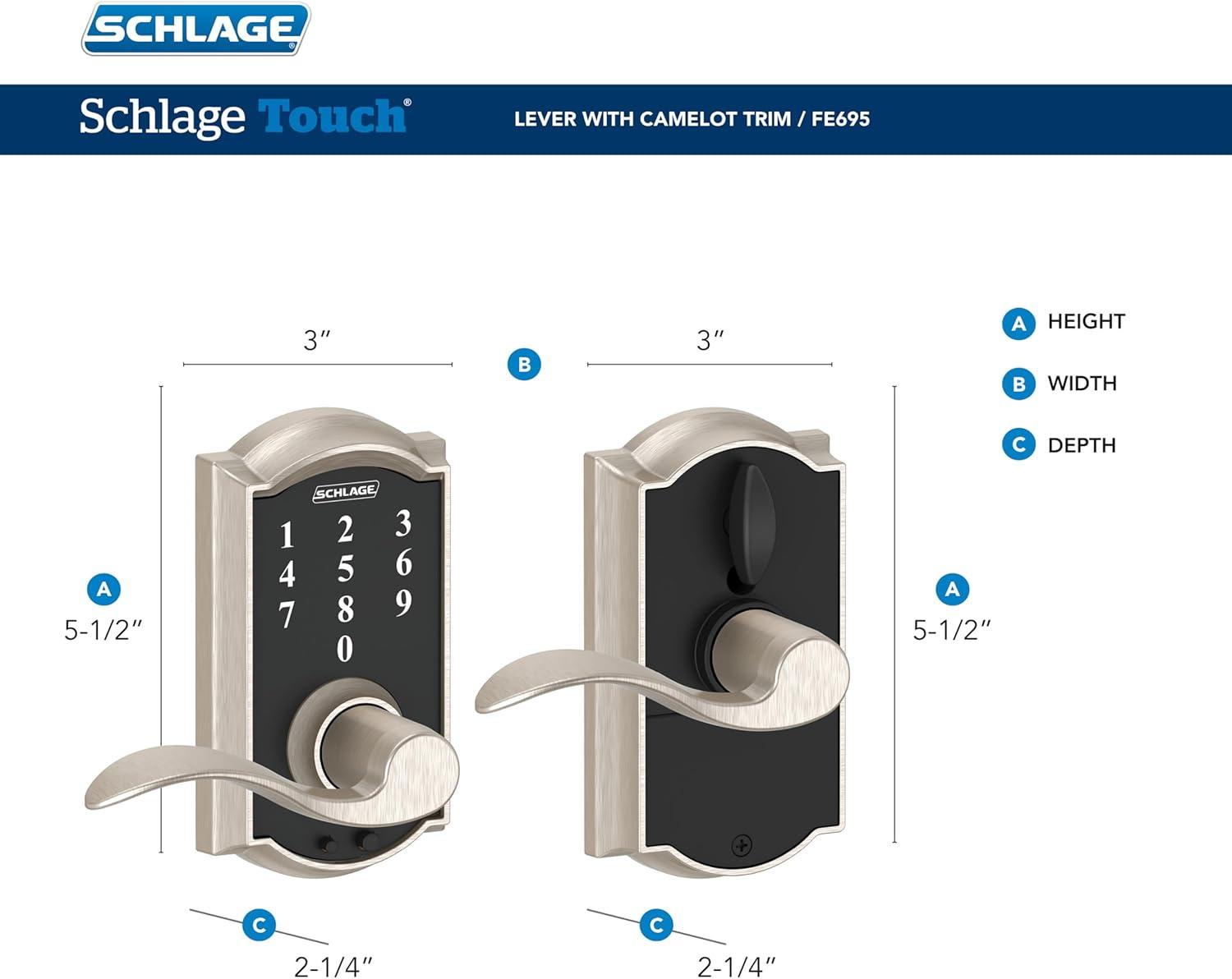 image:imageSCHLAGE Touch Century Lock with Broadway Lever Satin Nickel FE695 CEN 619 BRWAged Bronze