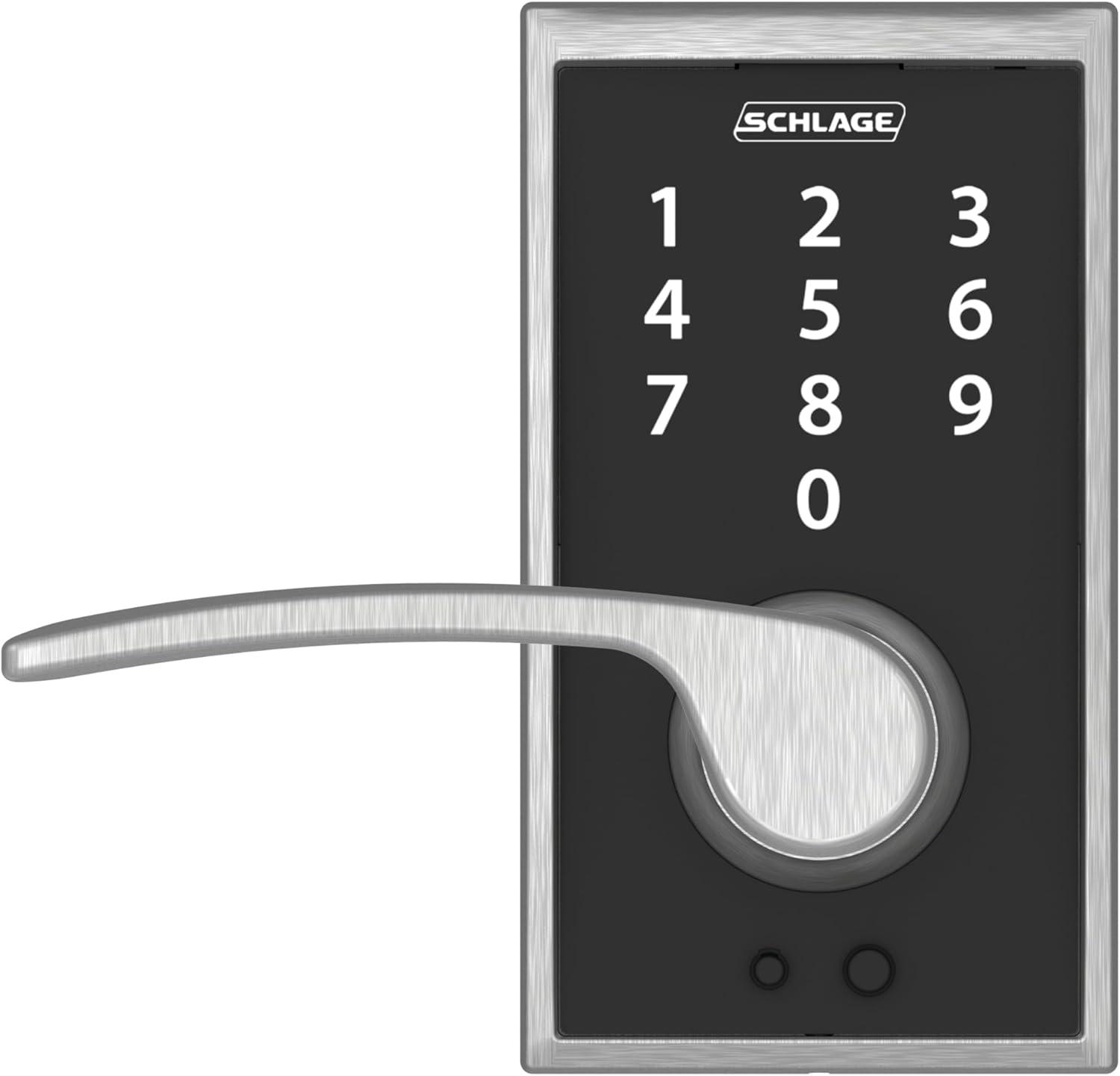 image:imageSCHLAGE Touch Century Lock with Merano Lever Satin Chrome FE695 CEN 626 MER