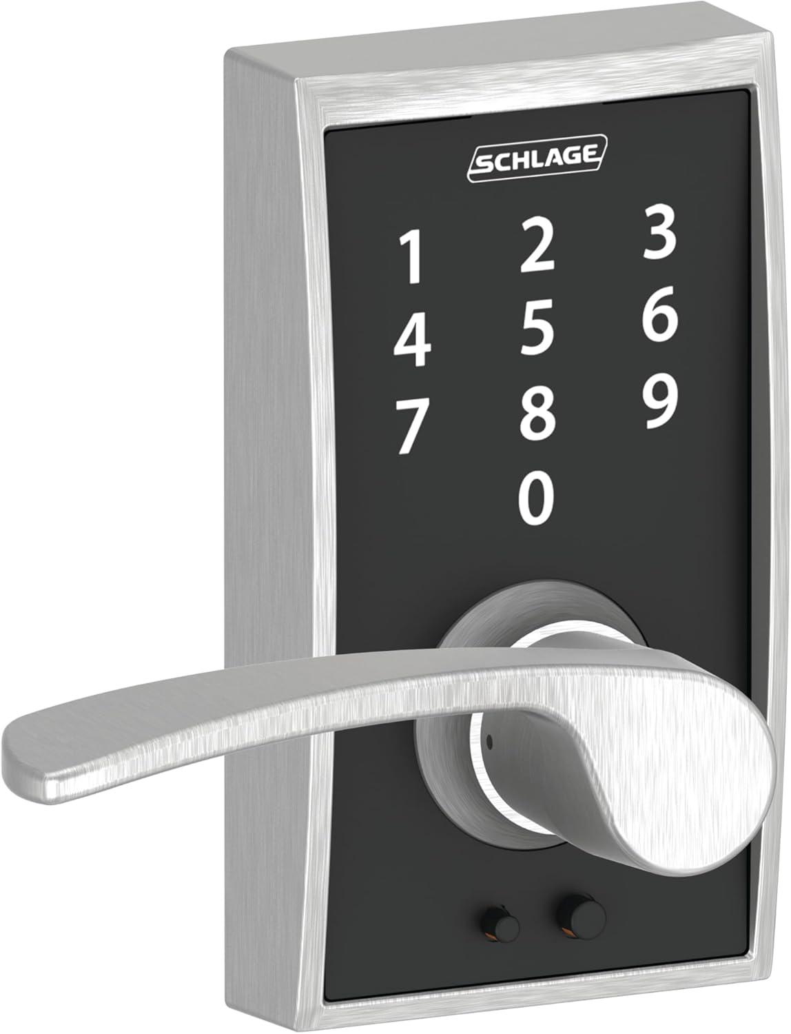 image:imageSCHLAGE Touch Century Lock with Merano Lever Satin Chrome FE695 CEN 626 MER