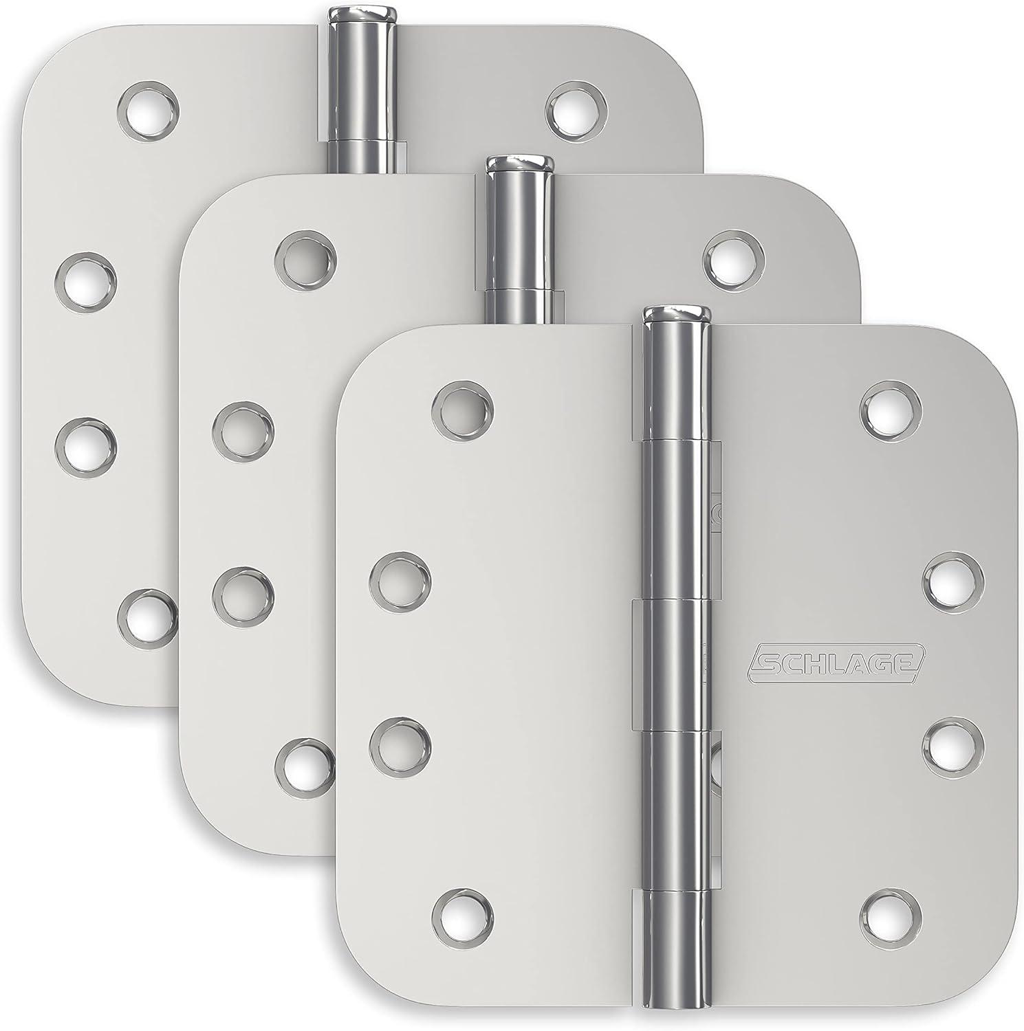 image:imageSchlage 35 Door Hinge with Square Corner in Satin Brass 3PackBright Chrome