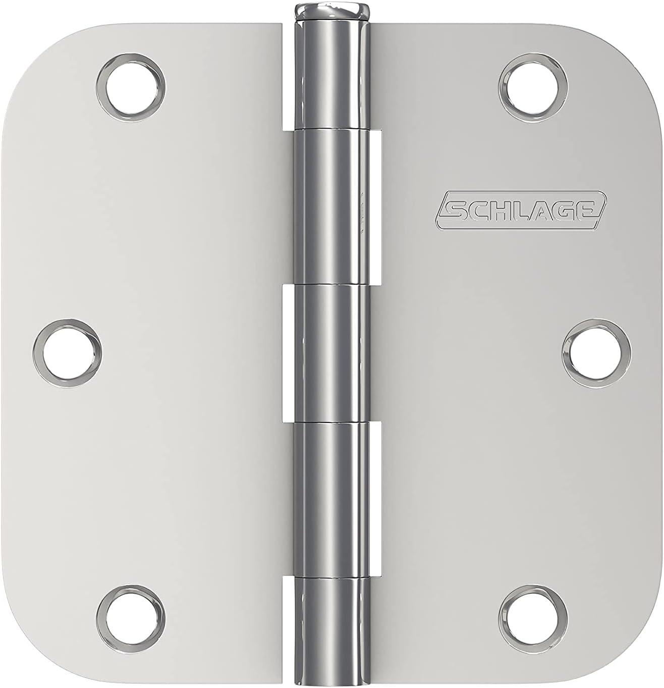 image:imageSchlage 35 Door Hinge with Square Corner in Satin Brass 3PackBright Chrome