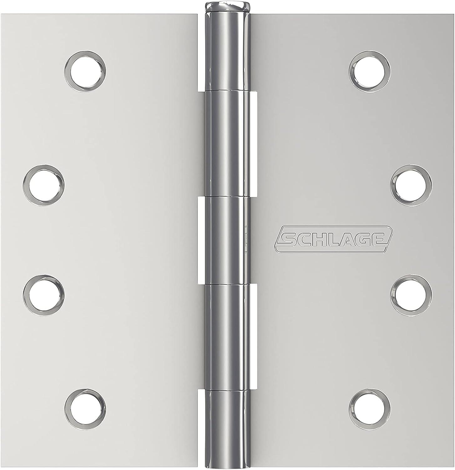 image:imageSchlage 35 Door Hinge with Square Corner in Satin Brass 3PackBright Chrome