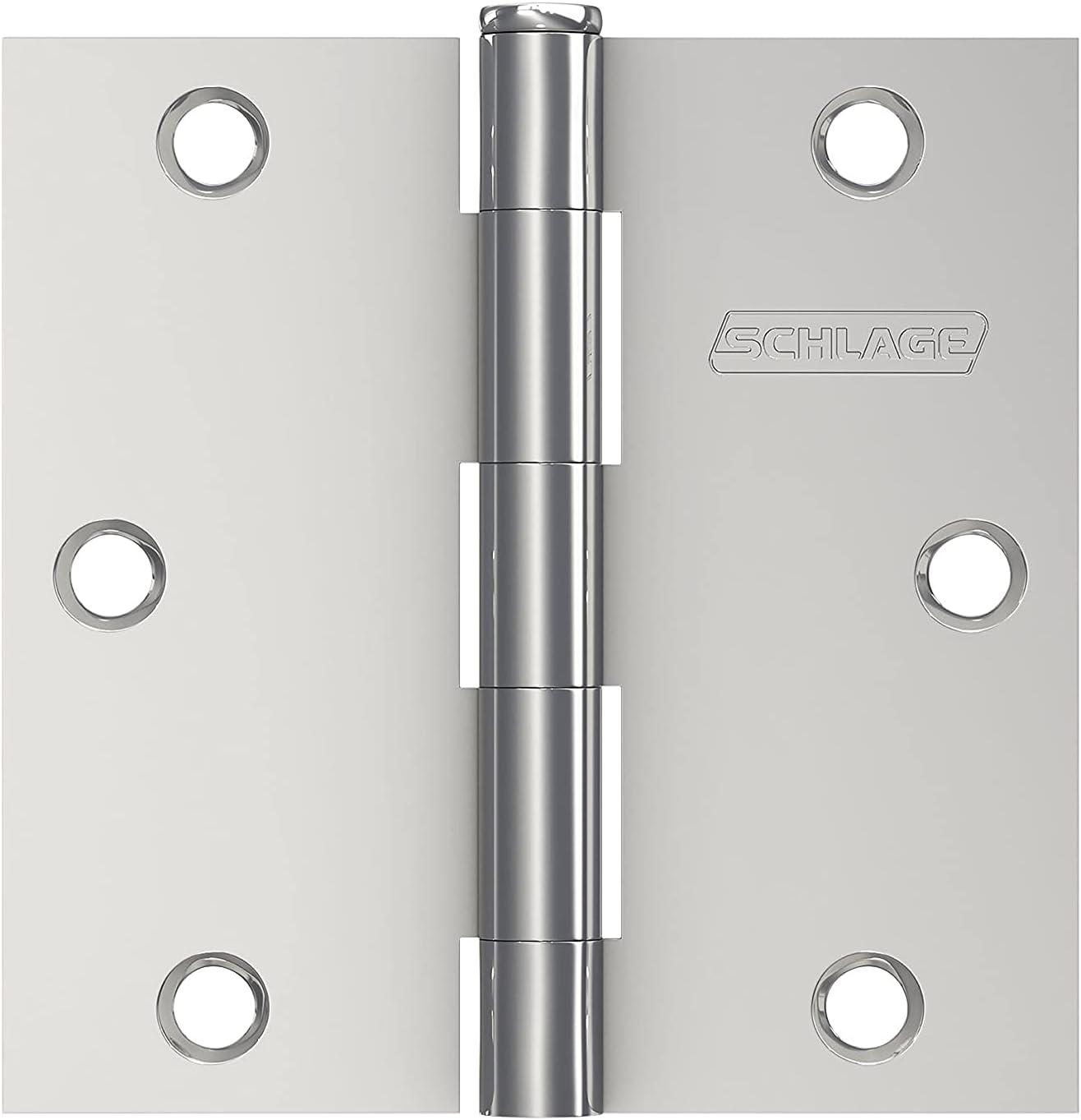 image:imageSchlage 35 Door Hinge with Square Corner in Satin Brass 3PackBright Chrome